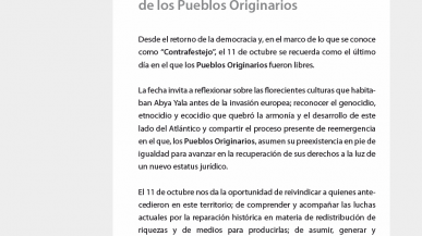 Efemérides Interculturales – 11 de octubre, Último día de libertad de los Pueblos Originarios