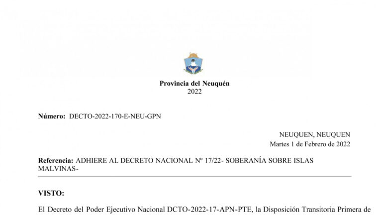 Lee más sobre el artículo Neuquén decreta que toda su documentación oficial llevará la leyenda “Las Malvinas son Argentinas”