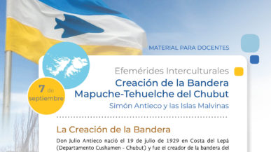 Efemérides Interculturales – 7 de septiembre Creación de la Bandera Mapuche-Tehuelche de la Provincia del Chubut